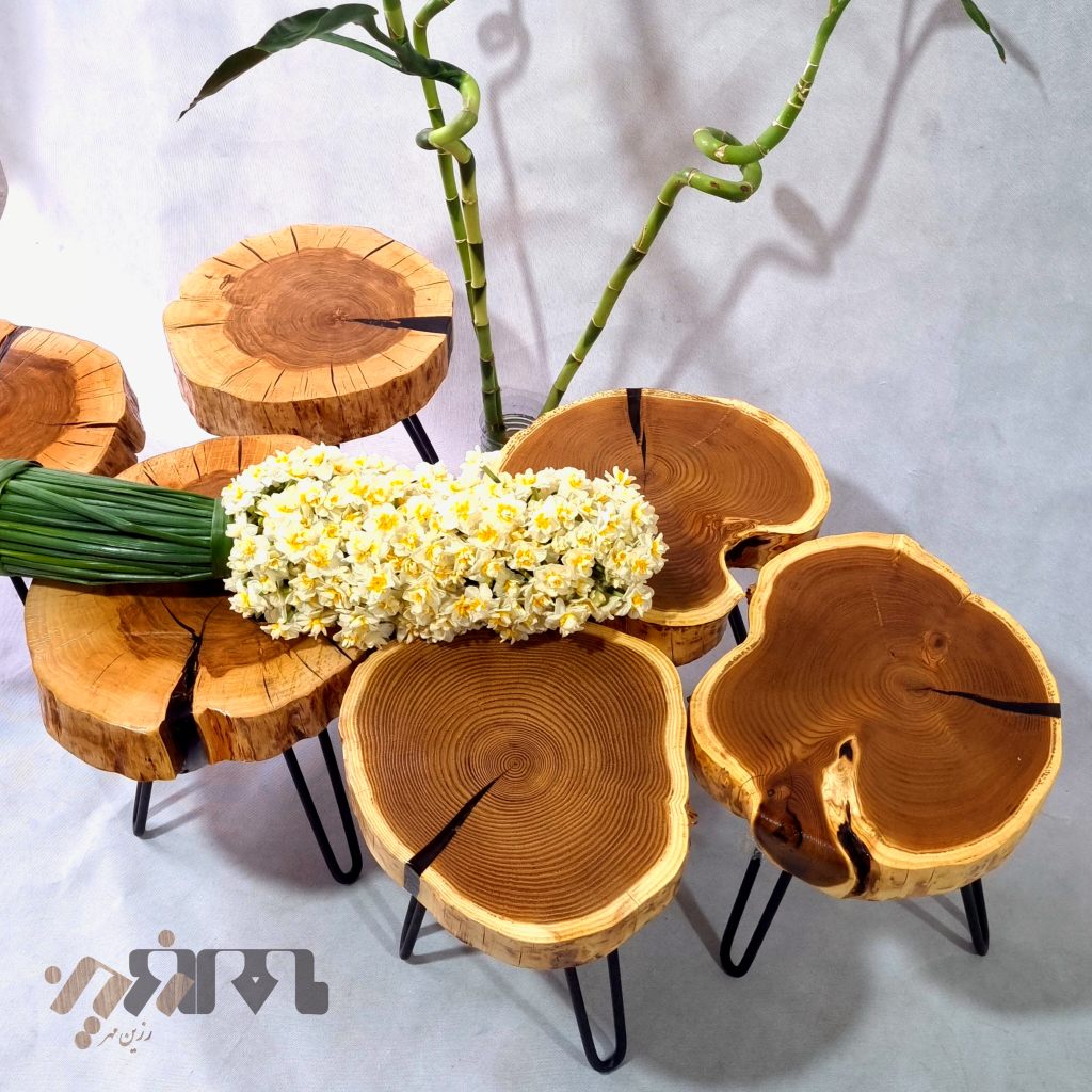 میز عسلی کالباسی روستیک چوب سنجد