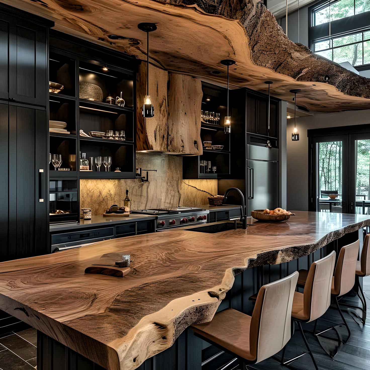 کانتر روستیک و چوب طبیعی؛ انتخابی جسورانه، ماندگار و خاص برای ویلا و آشپزخانه