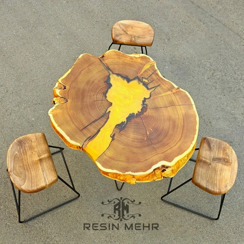 ✨ مقایسه میز چوب و رزین با سایر میزها (چوبی، شیشه‌ای، MDF و سنگی) میز چوب‌–رزین چرا خاص‌تر است؟