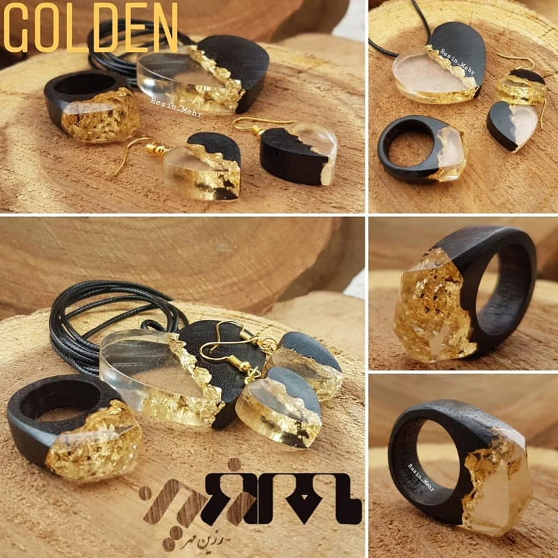 ست طلایی (GOLDEN) با چوب آبنوس و ورق طلا